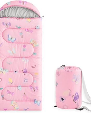 Kids Sleeping Bag for Girls Toddlers, Camping in Warm Cold Weather, Backpacking Lightweight Compact Outdoor Liner for 3 Seasons Summer Spring Fall