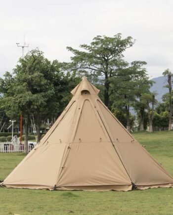 Large Pyramid Teepee Camping Tent with Stove Hole Indian Tipi Tent with Carry Bag for 5-8 Person Family Camping Hot Tents (Color1)