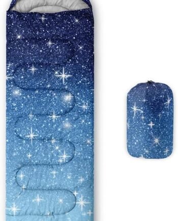 Kids Sleeping Bag for Boys and Girls,Mixed Color Star Dot-Lightweight Warm Portable Outdoor Indoor-Waterproof Cold Weather Resistant Sleeping Bag for Camping Hiking