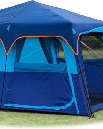 Instant Tent 6-8 Person(C),Large Family Cabin Tents,Automatic Tent Build Quickly in 60S,2 Rooms,2 Top Windows,3 Doors and 3 Windows with Mesh,Waterproof,Big Tents for Outdoor,Picnic,Camping