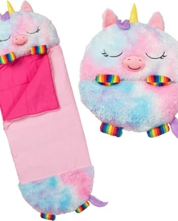 Pillow & Sleepy Sack: Medium - Rainbow Unicorn - 54 x 20, Plush Animal Character, 2-in-1 Pillow Sleeping Bag, Play, Kids Ages 3+