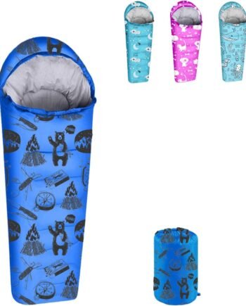Mummy Style 32 – 59F Kids Sleeping Bag with Pillow Sleeve, 4 Season, Lightweight and Backpacking Style, Ideal for Camping, Sleepover, Boys, Girls, Youth and Toddlers